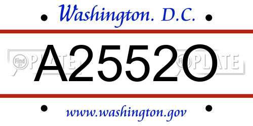 A2552O District Of Columbia License Plate