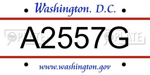 A2557G District Of Columbia License Plate
