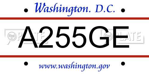A255GE District Of Columbia License Plate