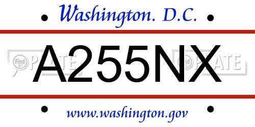 A255NX District Of Columbia License Plate