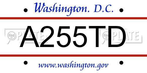 A255TD District Of Columbia License Plate