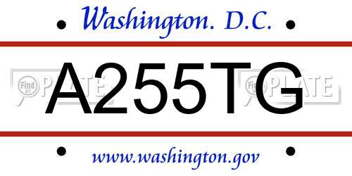 A255TG District Of Columbia License Plate