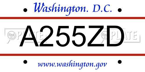 A255ZD District Of Columbia License Plate