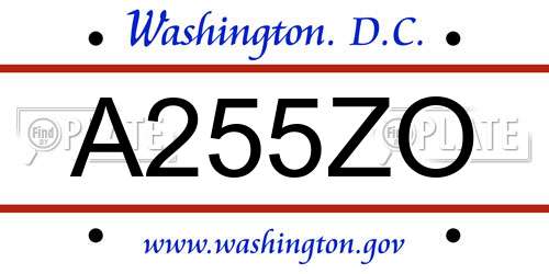A255ZO District Of Columbia License Plate