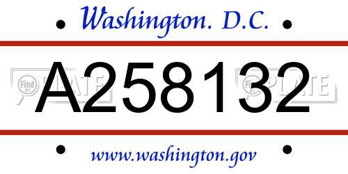 A258132 District Of Columbia License Plate