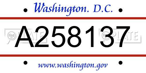 A258137 District Of Columbia License Plate