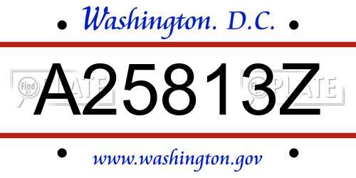 A25813Z District Of Columbia License Plate