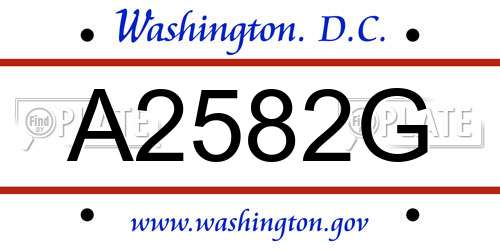 A2582G District Of Columbia License Plate