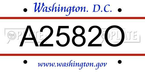 A2582O District Of Columbia License Plate