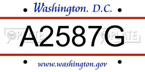 A2587G District Of Columbia License Plate