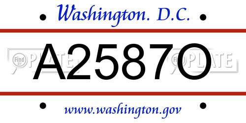 A2587O District Of Columbia License Plate