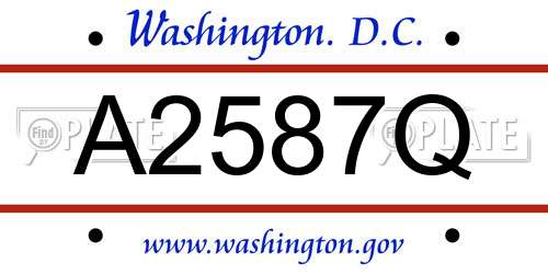 A2587Q District Of Columbia License Plate