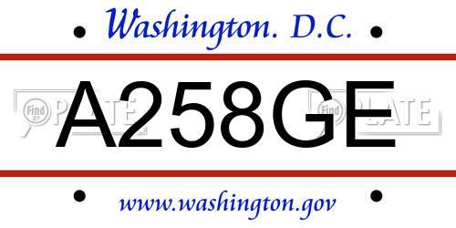 A258GE District Of Columbia License Plate