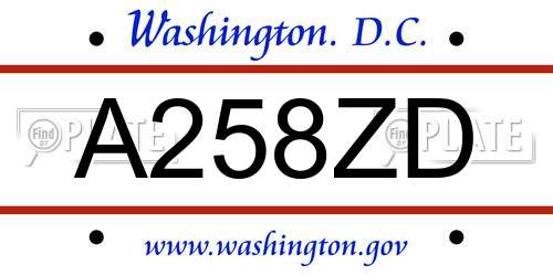 A258ZD District Of Columbia License Plate