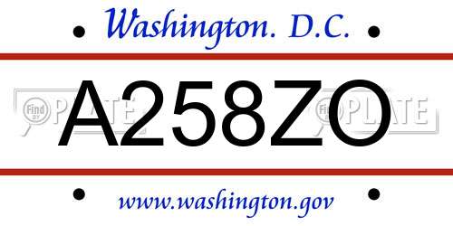 A258ZO District Of Columbia License Plate