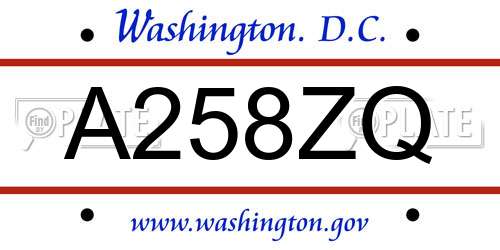 A258ZQ District Of Columbia License Plate