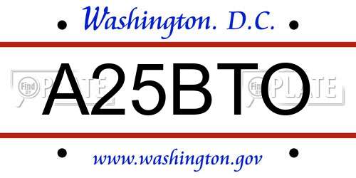 A25BTO District Of Columbia License Plate
