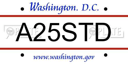 A25STD District Of Columbia License Plate
