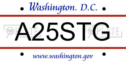 A25STG District Of Columbia License Plate