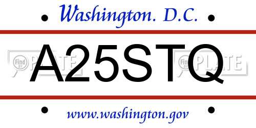 A25STQ District Of Columbia License Plate
