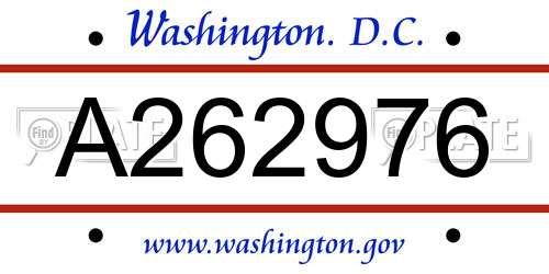 A262976 District Of Columbia License Plate