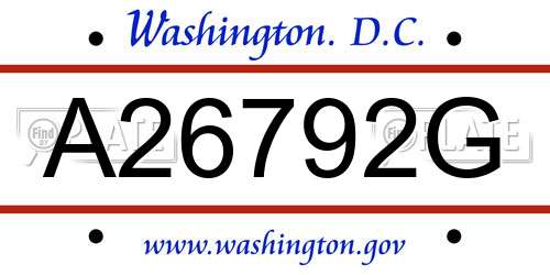 A26792G District Of Columbia License Plate