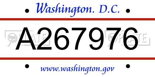 A267976 District Of Columbia License Plate