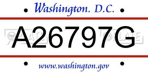 A26797G District Of Columbia License Plate