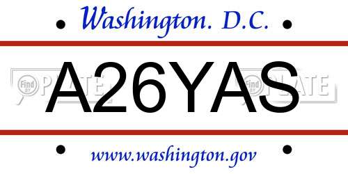 A26YAS District Of Columbia License Plate
