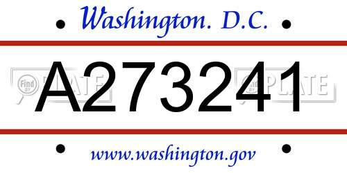 A273241 District Of Columbia License Plate