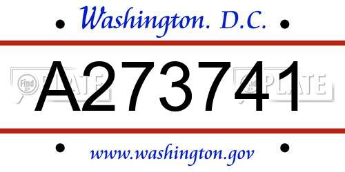 A273741 District Of Columbia License Plate