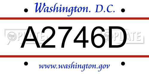 A2746D District Of Columbia License Plate