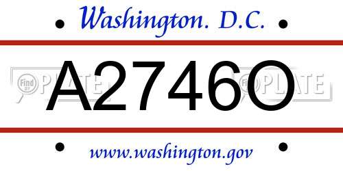 A2746O District Of Columbia License Plate