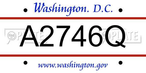 A2746Q District Of Columbia License Plate