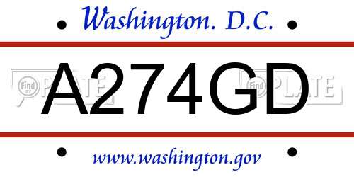 A274GD District Of Columbia License Plate
