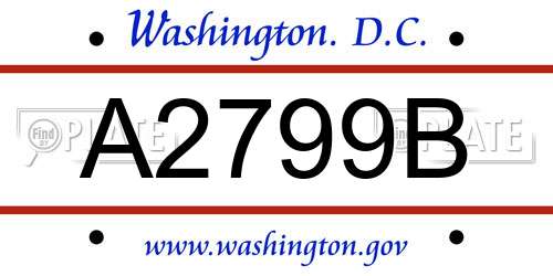 A2799B District Of Columbia License Plate