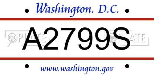 A2799S District Of Columbia License Plate
