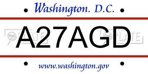 A27AGD District Of Columbia License Plate