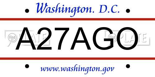 A27AGO District Of Columbia License Plate