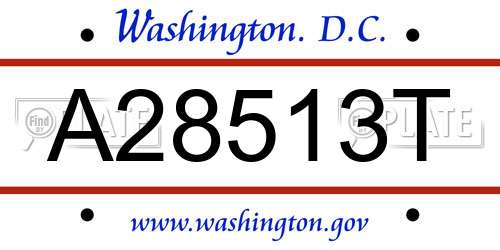 A28513T District Of Columbia License Plate