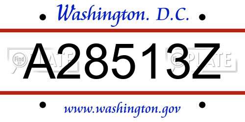 A28513Z District Of Columbia License Plate