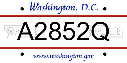 A2852Q District Of Columbia License Plate