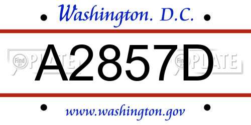 A2857D District Of Columbia License Plate