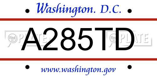 A285TD District Of Columbia License Plate