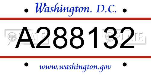 A288132 District Of Columbia License Plate