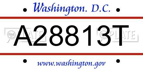 A28813T District Of Columbia License Plate