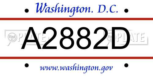 A2882D District Of Columbia License Plate