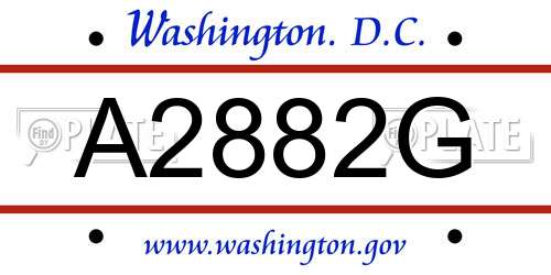 A2882G District Of Columbia License Plate