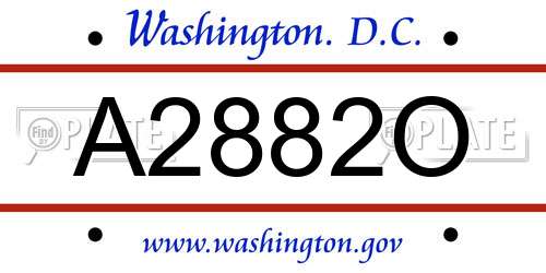A2882O District Of Columbia License Plate