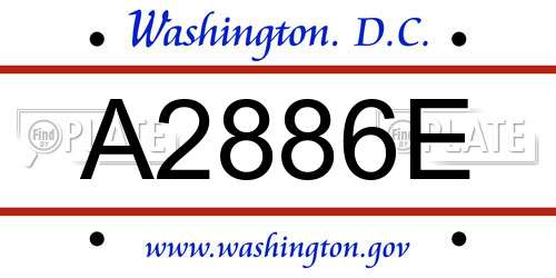 A2886E District Of Columbia License Plate